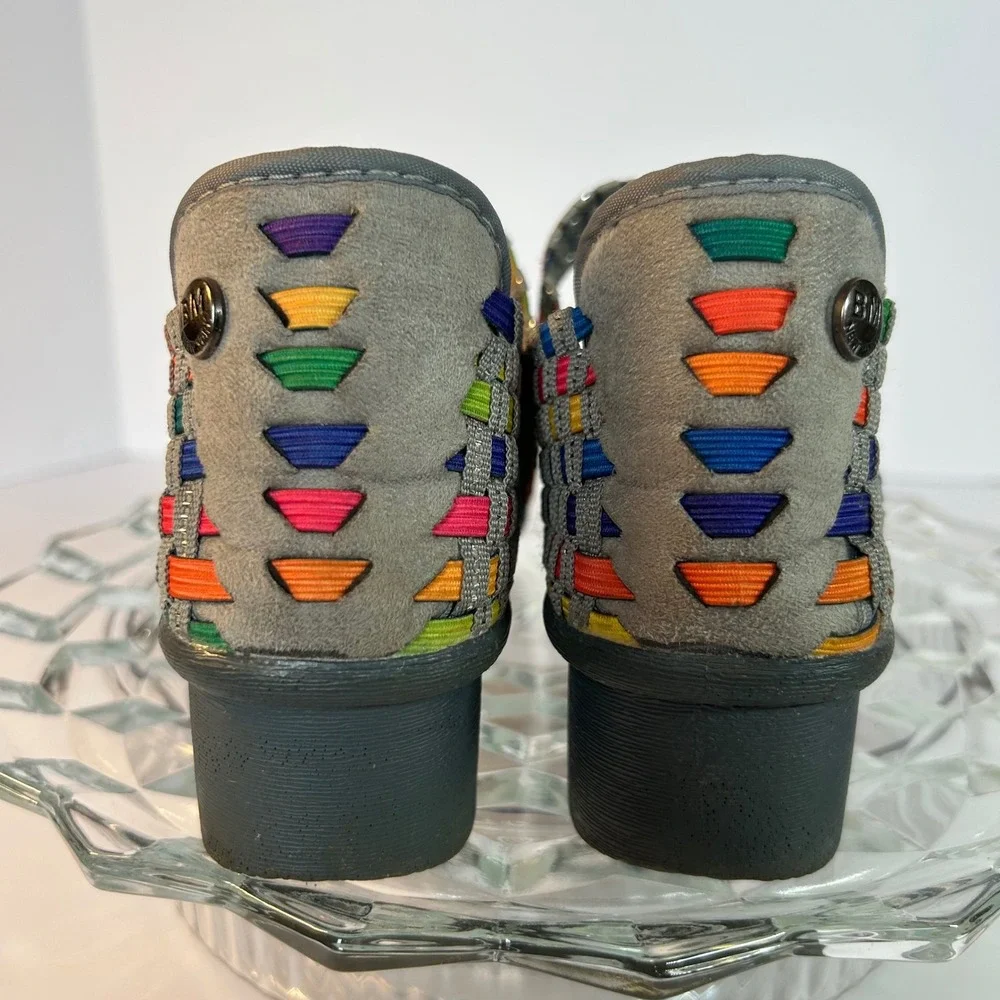 Bernie Mev Woven Mary Jane Wedge Comfort Shoes Rainbow‎ Metallic Size 37